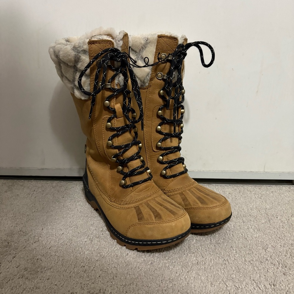 Sorel Women's Whistler Tall Waterproof Winter Boots 6.5 Brown Lined Lace Up